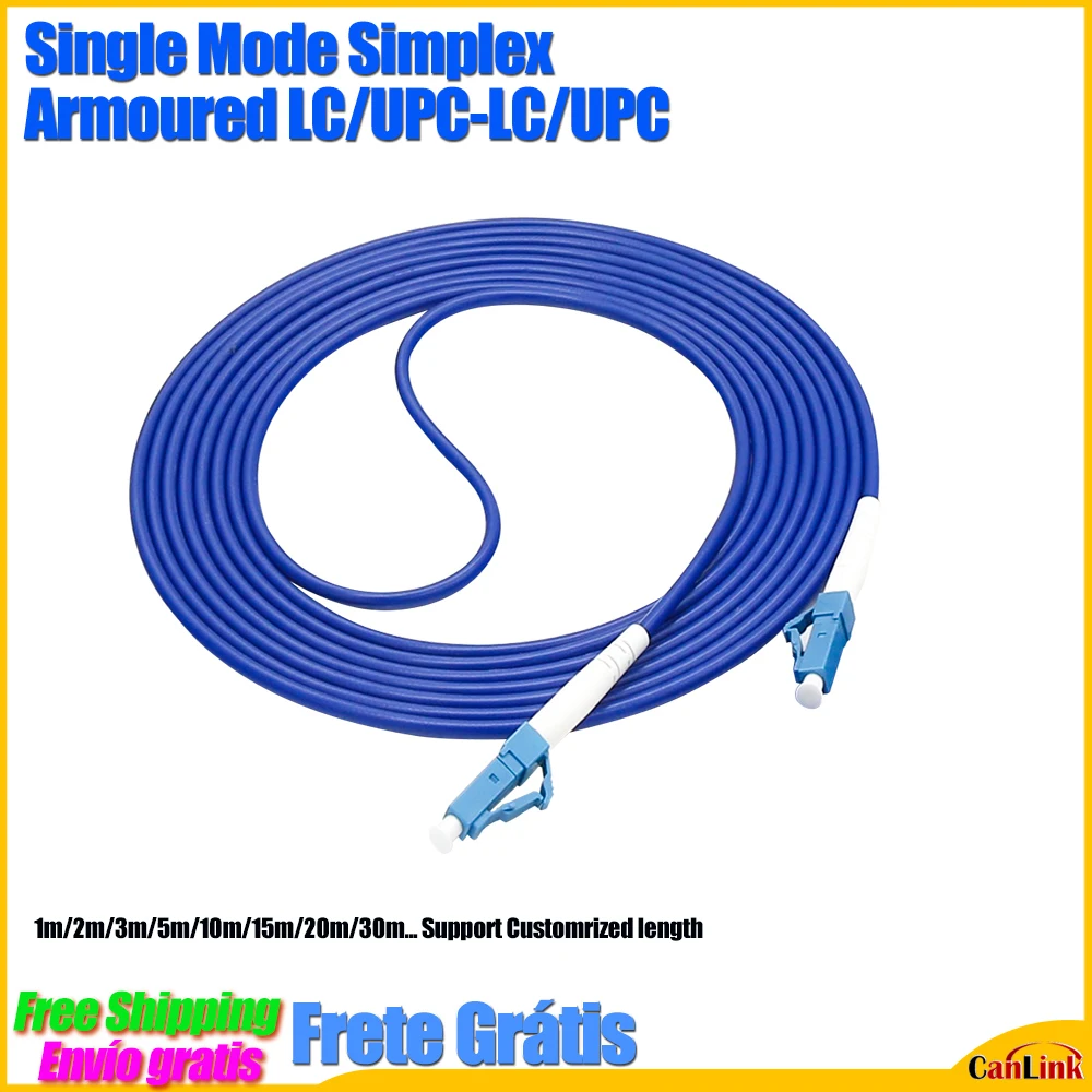 1pcs 10m LC UPC To LC UPC Patchcord Armored 1m To 10m Simplex Ftth Cable PVC Ftth FC LC Cable Jumper Fibra Optical Patch Cable