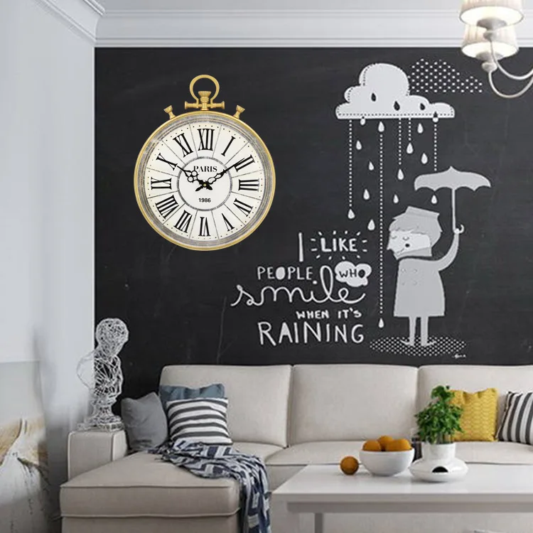 Американские винтажные большие настенные часы металлические креативные для