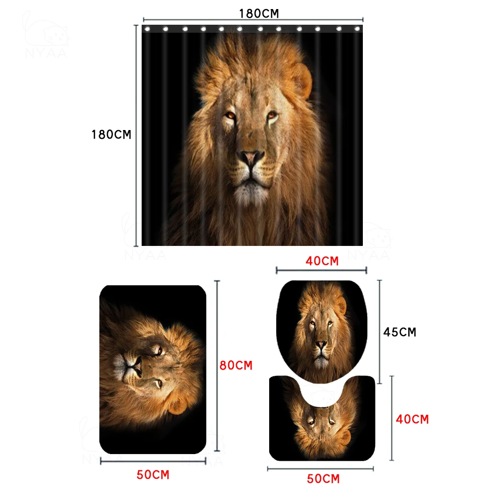 Набор для ванной комнаты с изображением Льва водонепроницаемая занавеска душа