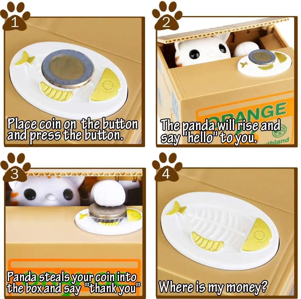 Копилка с милой пандой и кошкой копилка Сейф для хранения денег монет банка