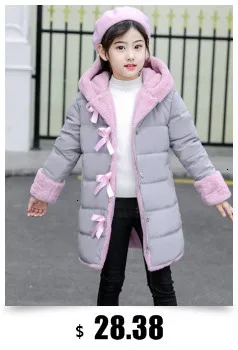 30 degrees Children Baby girl clothing Winter Thicken Parka Kids Faux Fur Hooded Coat Plus velvet Jackets clothes snowsuit