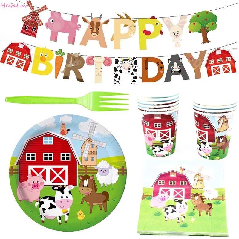 Декоративная посуда для вечевечерние НКИ на ферме бумажный баннер день рождения