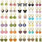 Роскошные круглые серьги-кольца в клетку с подвеской в форме сердца бабочки цветка для женщин капающие масляные серьги-кольца ювелирные изделия orecchini donna