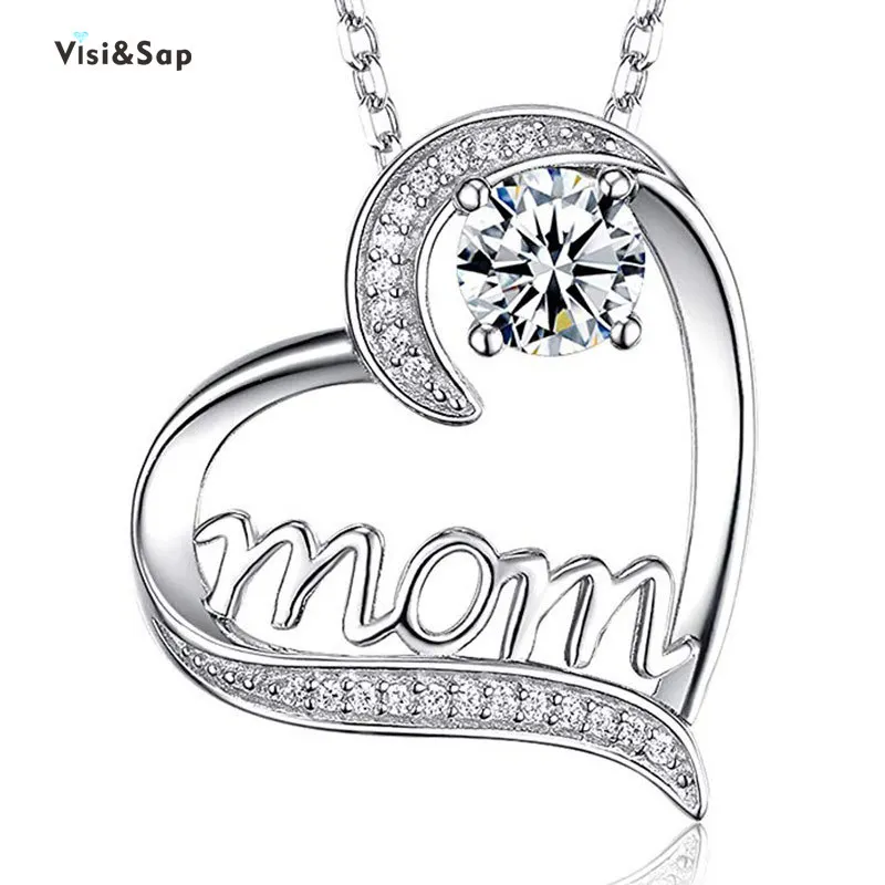Visisap мамы в форме сердца коготь инкрустированные циркон Цепочки и ожерелья