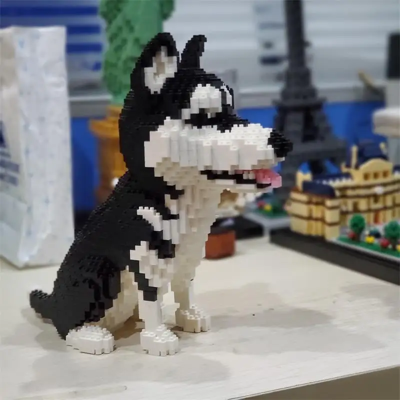 Алмазные блоки модель собаки маленькие игрушка шнауцера в сборе игрушки фигурки