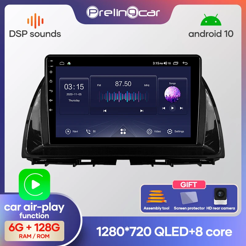 Prelingcar для Мазда CX5 CX 5 авто магнитолы До 4G+64G Android 10 8 ЯДЕР DSP Навигация GPS устройство