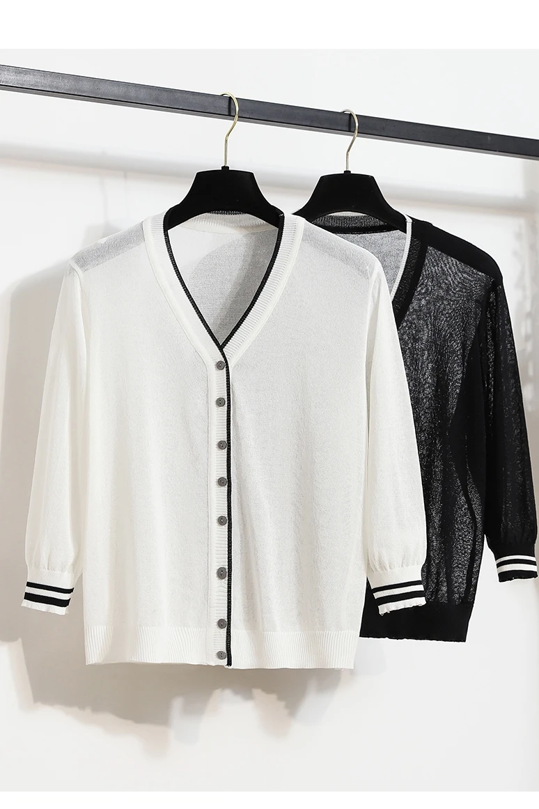 

Korean Style Shawl Sunscreen Ladies Cardigan Ice Silk Jacket Thin Section Knitted Summer Air-conditioned Shirt Knitted Cardigans