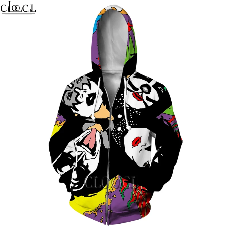 

HX Rock Kiss Band Men Women Fashion Zipper Hoodies 3D Print Casual Harajuku Autumn Hot Selling Clothes Hoody Hip Hop Tops