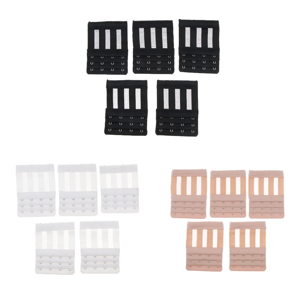 

5 Elastic Adjustable Bra Strap Extender Overweight 4Hook Back Band Extension