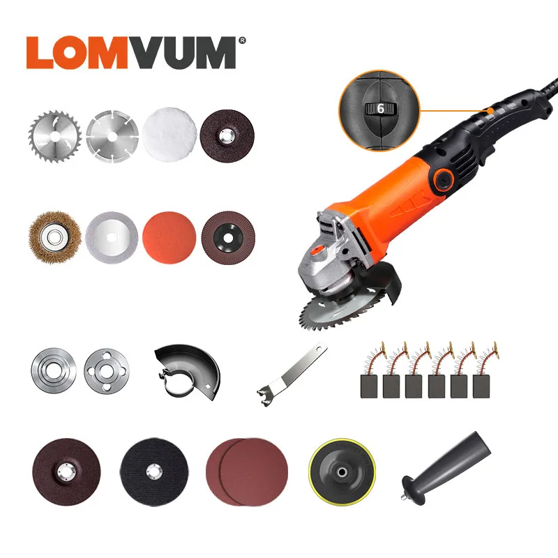 Угловая шлифовальная машина LOMVUM 1300 Вт с переменной скоростью для резки металла и
