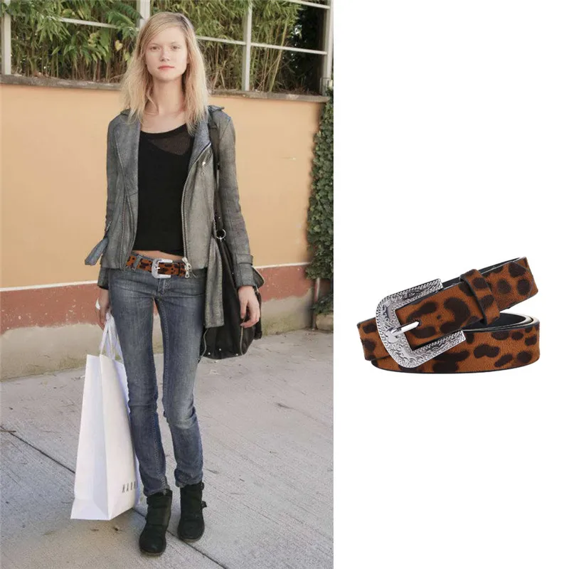 

HATCYGGO Fashion Leather Belts For Women Carved Pin Belt Buckle Waist Belt Female Leopard Designer Belt Ladies Belts For Dress