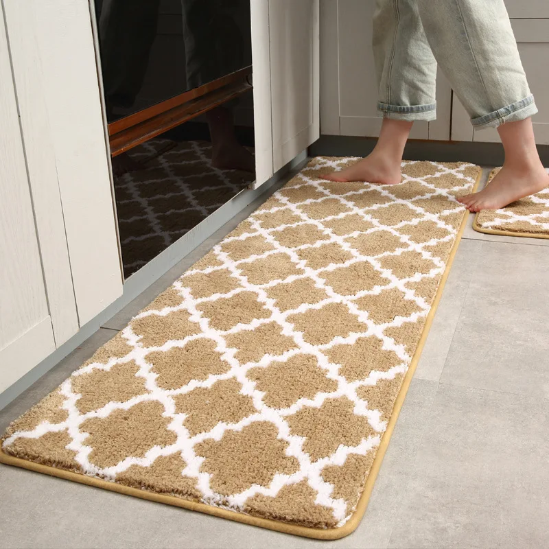 high quality thicken kitchen rug lattice plush washable long carpets non slip bathroom mat door mat free global shipping
