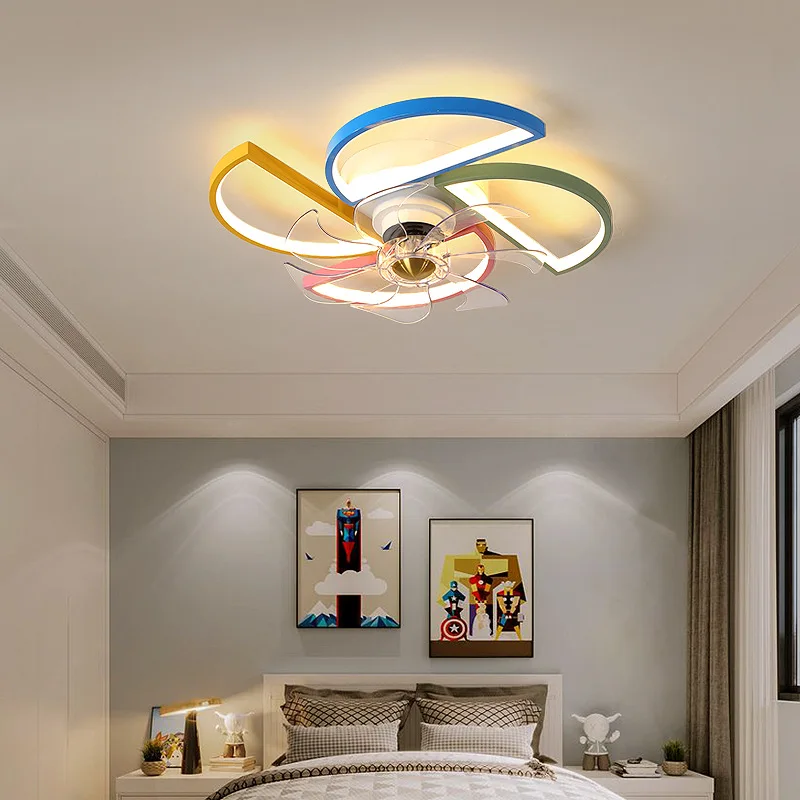 

Modern RC APP Control LED Ceiling Fans for Childern's Bedroom Living Room Colorful Cozy Ceiling Fans Lamp Home Quality Lighting