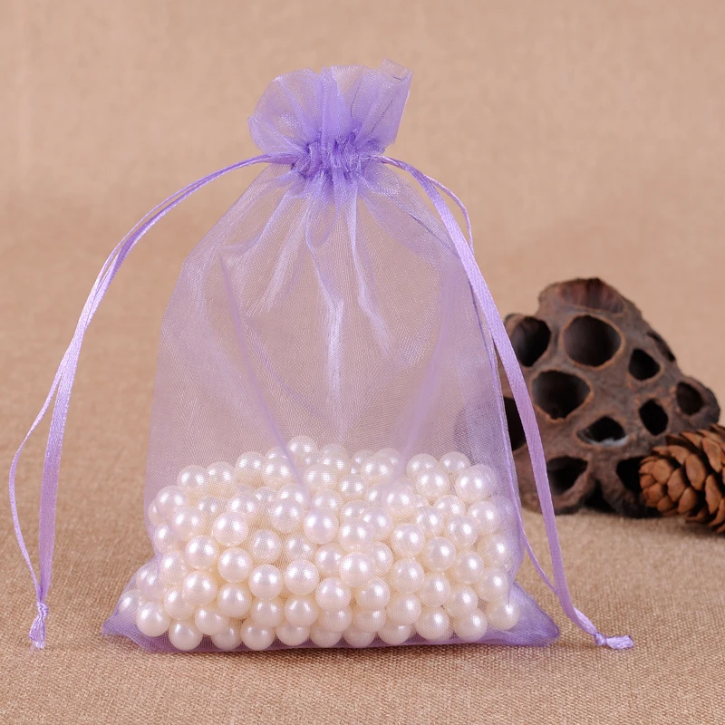 Light purple 50 шт. 7x9 9x12 10x15 13x18 см фиолетовые подарочные мешочки из органзы ювелирные изделия Упаковочные сумки для свадебной вечеринки украшения Drawable Сумки Подарочные Пакеты - Цвет: Light purple