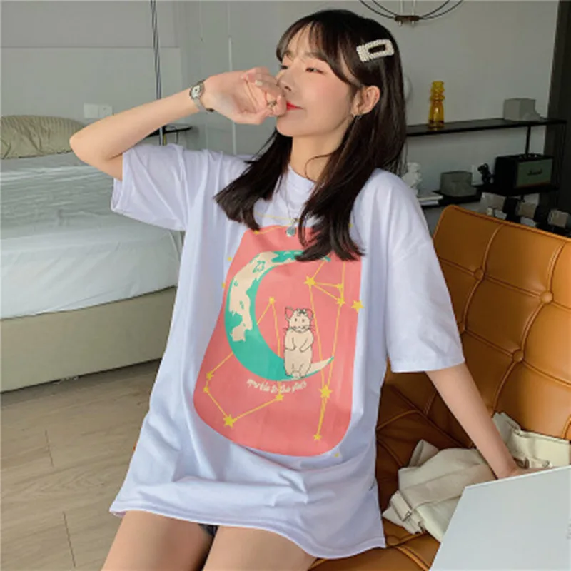 

New Summer Women O-Neck Loose Fashion T-Shirt Female Casual Plus Size Tops Ladies High Quatily Cotton Short SleeveTees L92