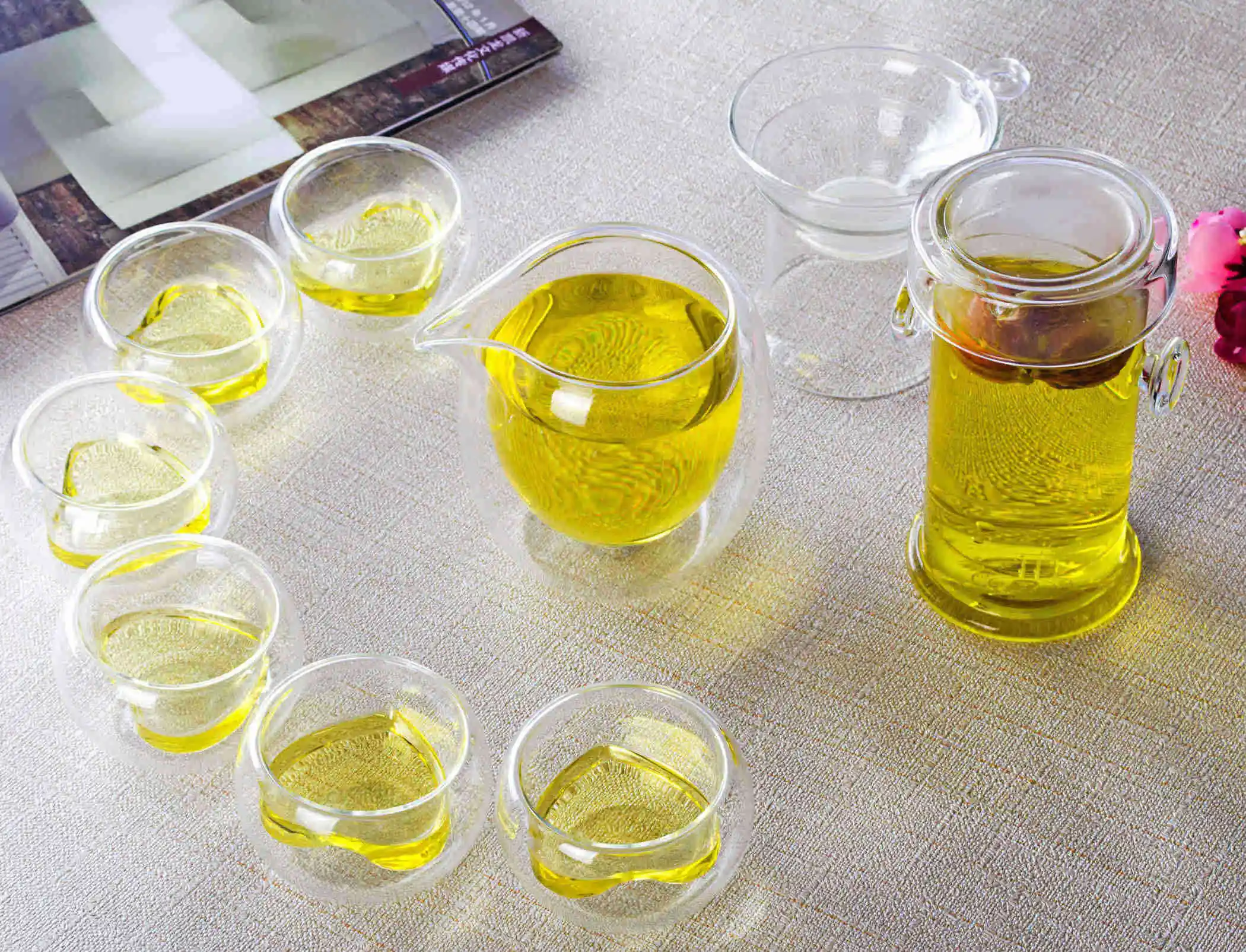 1 х кунг фу набор кофейного чая стеклянные двойные ручки для уха чайный горшок +