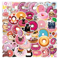 103050pcs cute pink donuts animal cartoon stickers aesthetics laptop phone guitar bottle girl graffiti sticker decal kid toy