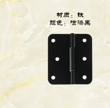 

Hardware accessories Asymmetric hinge painted black 6 holes 38 * 34mm round corner hinge ordinary hinge distribution box black