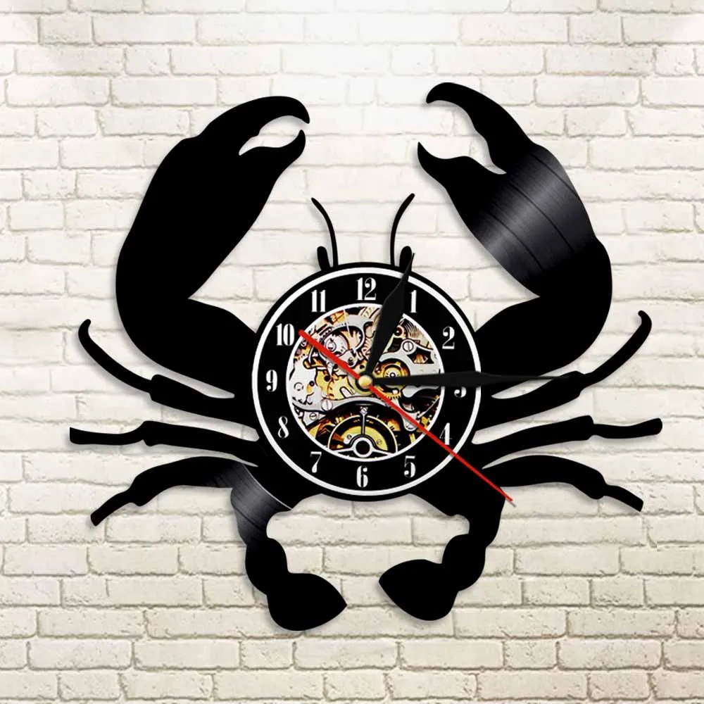 Морских животных Краб настенное искусство настенные часы морепродукты Винтаж