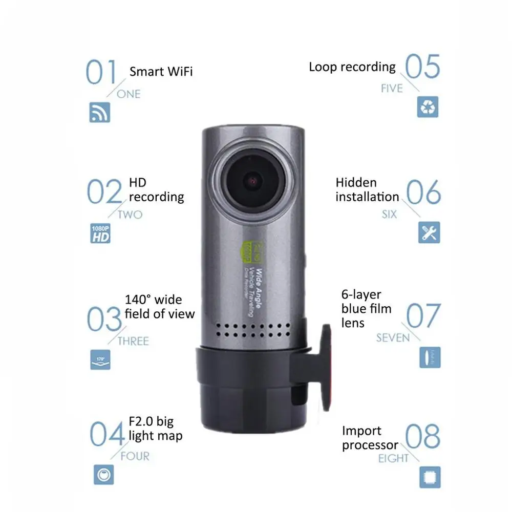 2019 Hot 1080P HD Mini Car Camera DVR Dash Cam Recorder with WiFi G-sensor Parking Mode Data Digital Video | Автомобили и