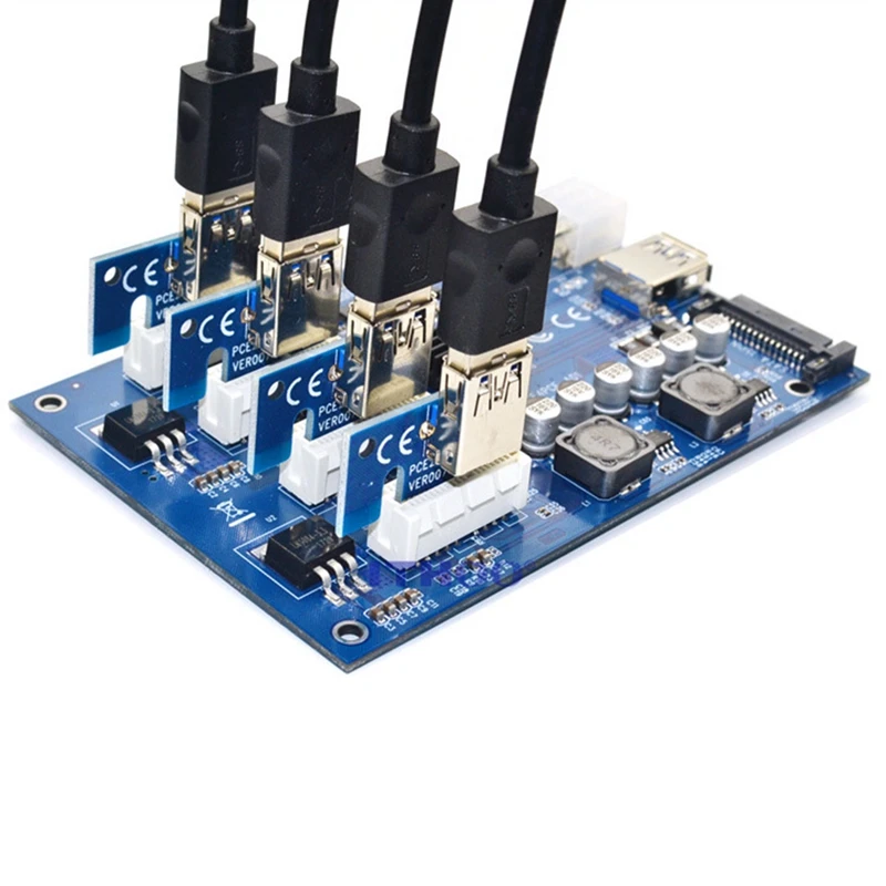 

PCI-E X1To4PCI-E X16 Expansion Kit 1To4 Port PCI Express Switch Multiplier HUB 6Pin USB Riser Card for BTC Miner Mining