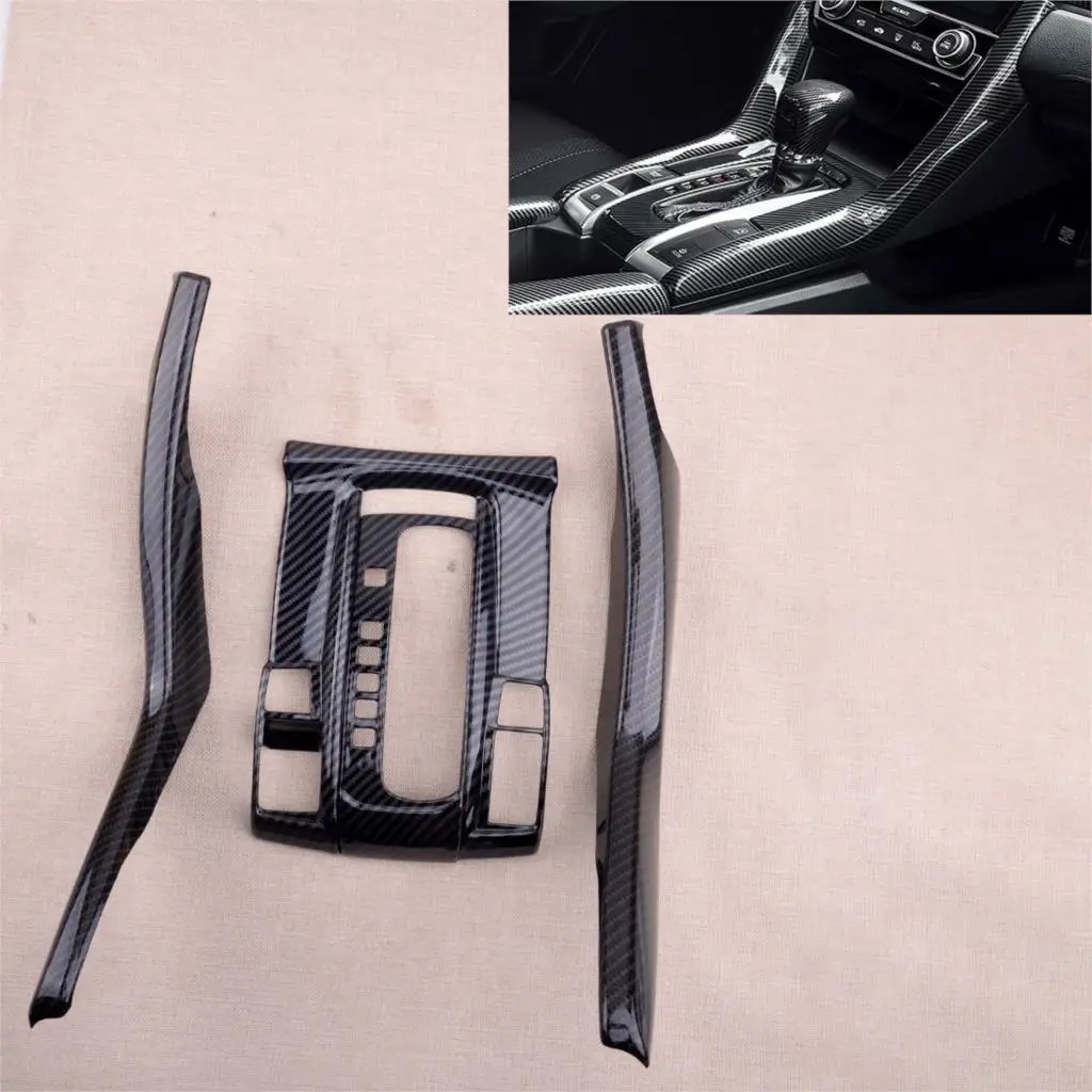 

4Pcs Carbon Fiber Style Center Console Gear Shift Panel Cover Trim Frame LHD Fit For Honda Civic 2016 2017 2018 2019