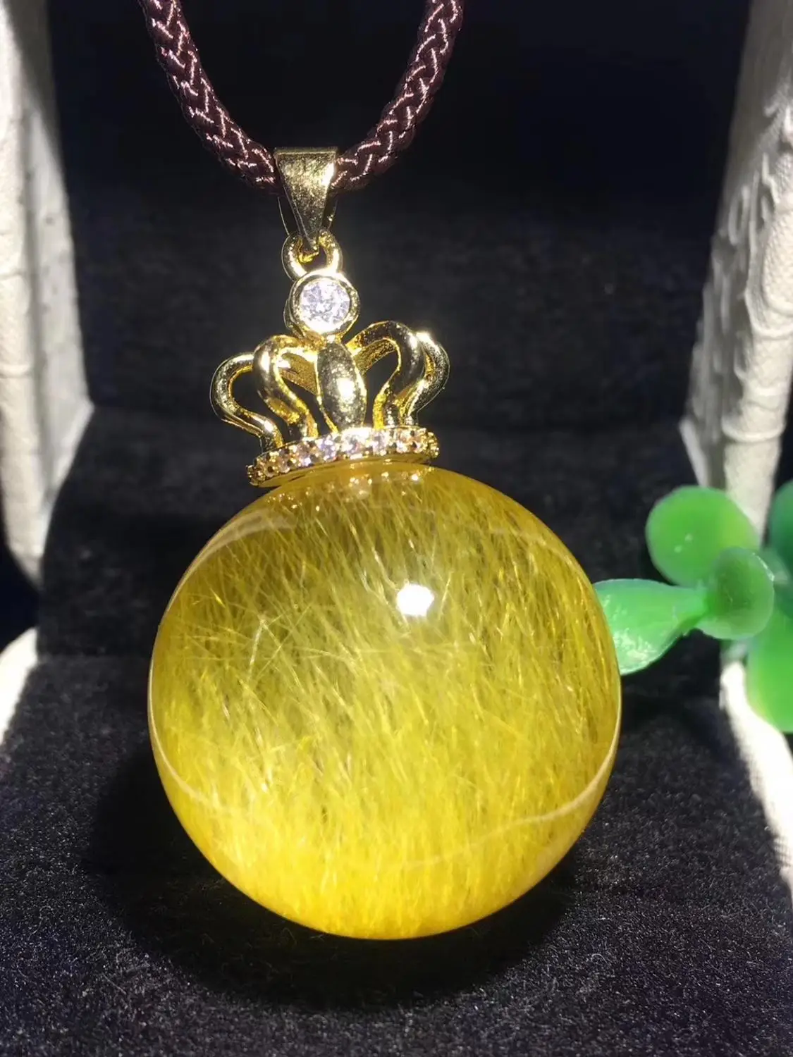 Натуральный Золотой рутилированный кварцевый кулон 24 мм в форме шарика для