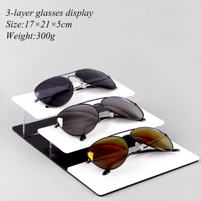 High Quality 2/3/4-layer White&Black Acrylic Sunglasses Display Riser Stand Glasses Holder Organizer Sunglasses Showcase Stand