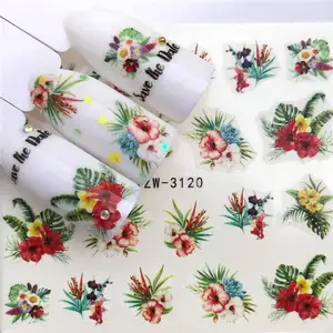 2022 Новое поступление наклейки для ногтей s Яркий цветок зеленые листья водная Наклейка 3D Маникюр Наклейка для ногтей