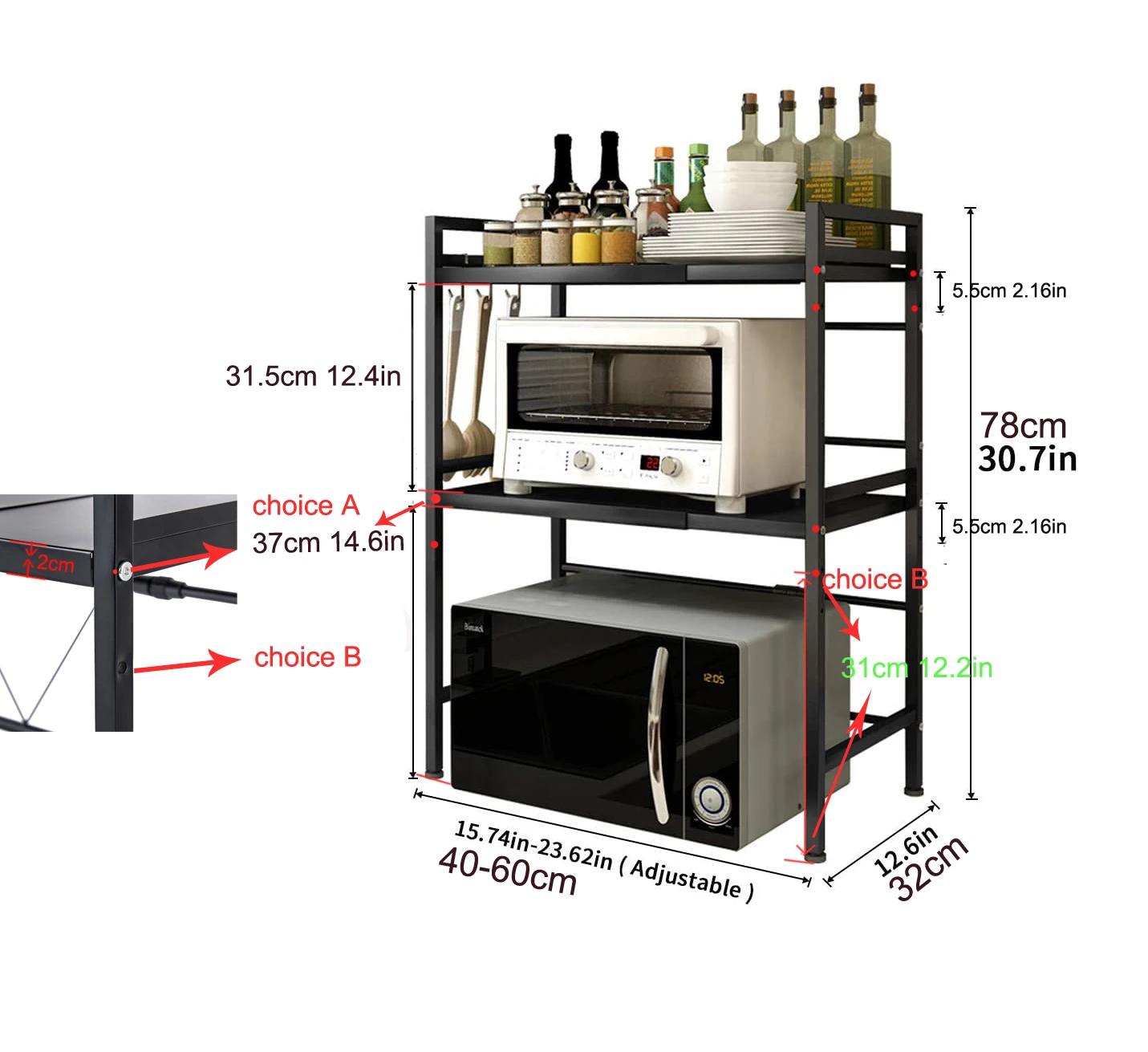 

Kitchen Microwave Oven Rack Storage Shelf Organizer Holder Movable Cabinet Dish Shelving Home Appliances