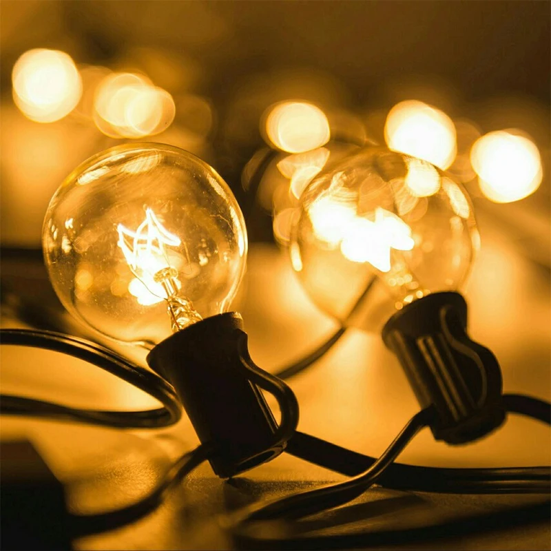 

Patio Lights G40 Globe Party Christmas String Light Warm White 25Clear Vintage Bulbs 25ft Decorative Outdoor Backyard Garland