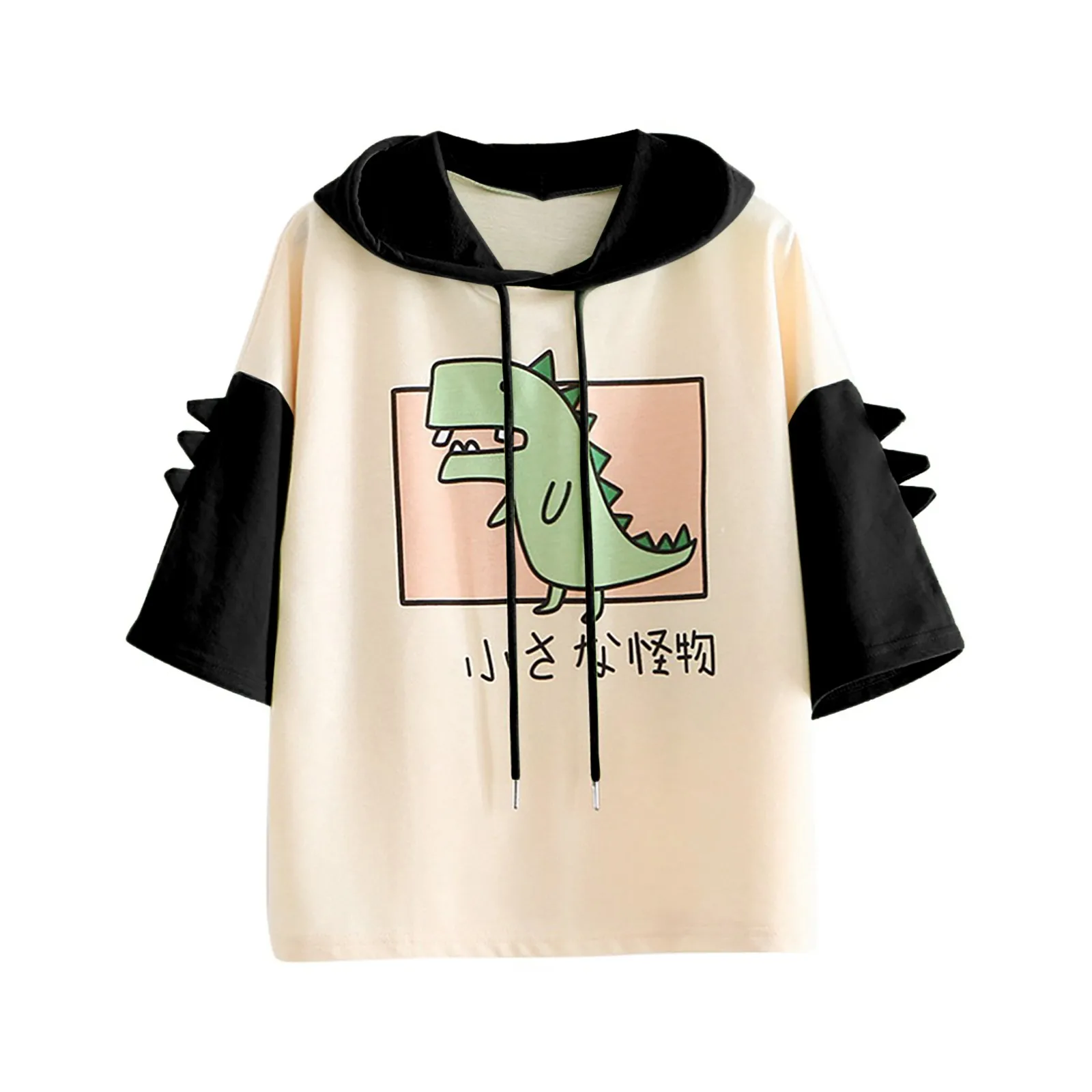 Fashion Hoodie Hooded Sweatshirt Women Sweetshirts Casual Animal Cute Emo Dinosaur Shirt Hoody Short Sleeve Tops Худи Y2k 2021