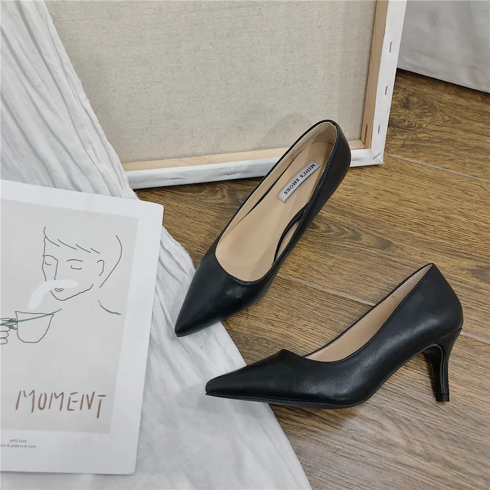 Туфли женские на высоком каблуке классические туфли-лодочки заостренный носок