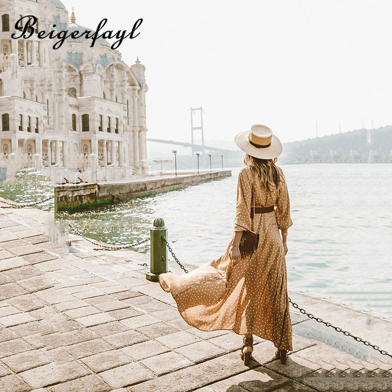 Beigerfayl 2019 осеннее платье в горошек осенние платья для отдыха v-образный вырез
