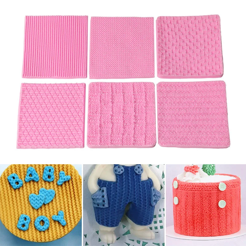 

6 PCS Fondant Knitted Texture Silicone Mold Cake Decoration Baking Tool Tray Cake Mold Decorating Tools-30