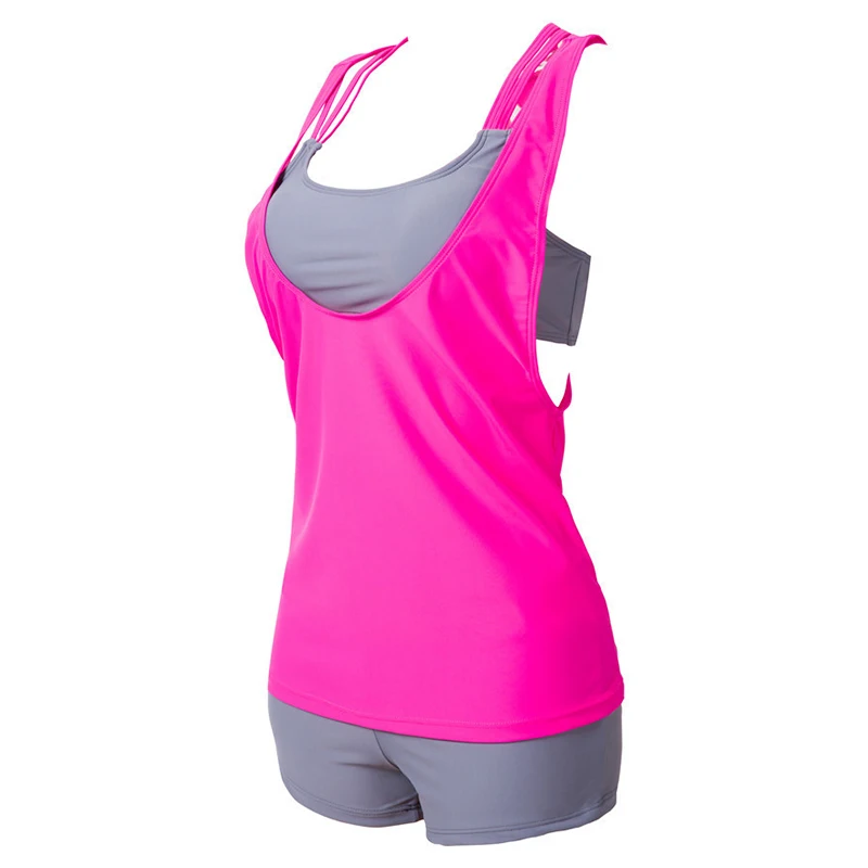 

3 PCS Bikini Tank Top Shorts Swimsuit Beach Playsuit Casual Swimwear Skinny Tankini Bathing Suit