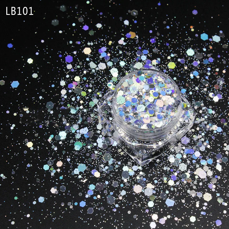 1 коробка блестящих хлопьев русалки для ногтей сверкающие 3D шестигранные