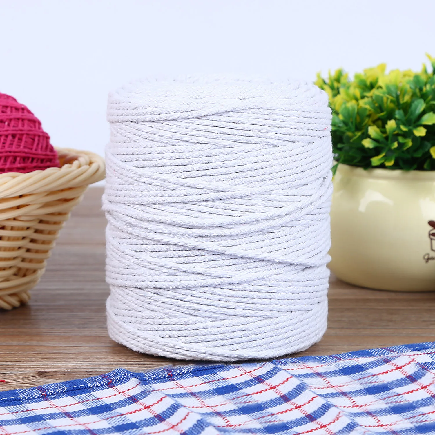 200 м прочный белый/бежевый хлопковый шнур натуральная витая нить веревка сделай