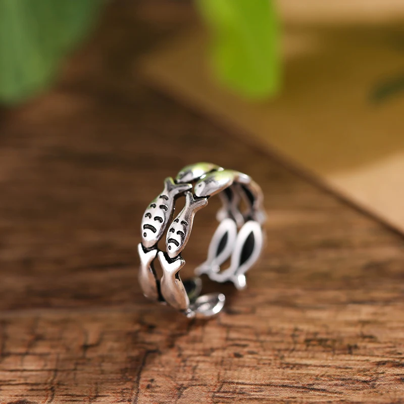 Кольца с рыбками из стерлингового серебра 925 пробы для женщин ювелирные изделия