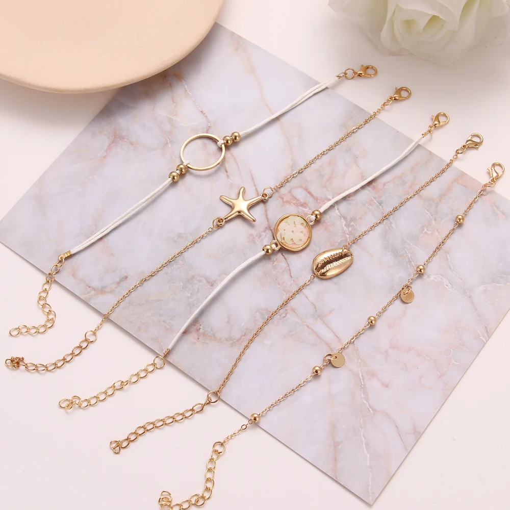 FAMSHIN Бохо ракушка Морская звезда Бусы цепочка браслет набор для женщин 2020 золотой