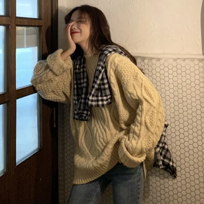 

Женский свободный трикотажный топ в Корейском стиле, в стиле ретро