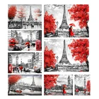 Алмазная вышивка, вышивка крестиком, башня Парижа, алмазная живопись, красный пейзаж, любовник 5D, сделай сам, полная мозаика, поделки для пар