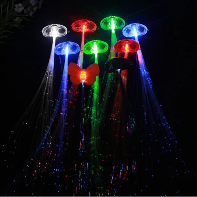 Красочные стетящиеся волосы lgiht светодиодные заколки для волос костюм с тесьмой