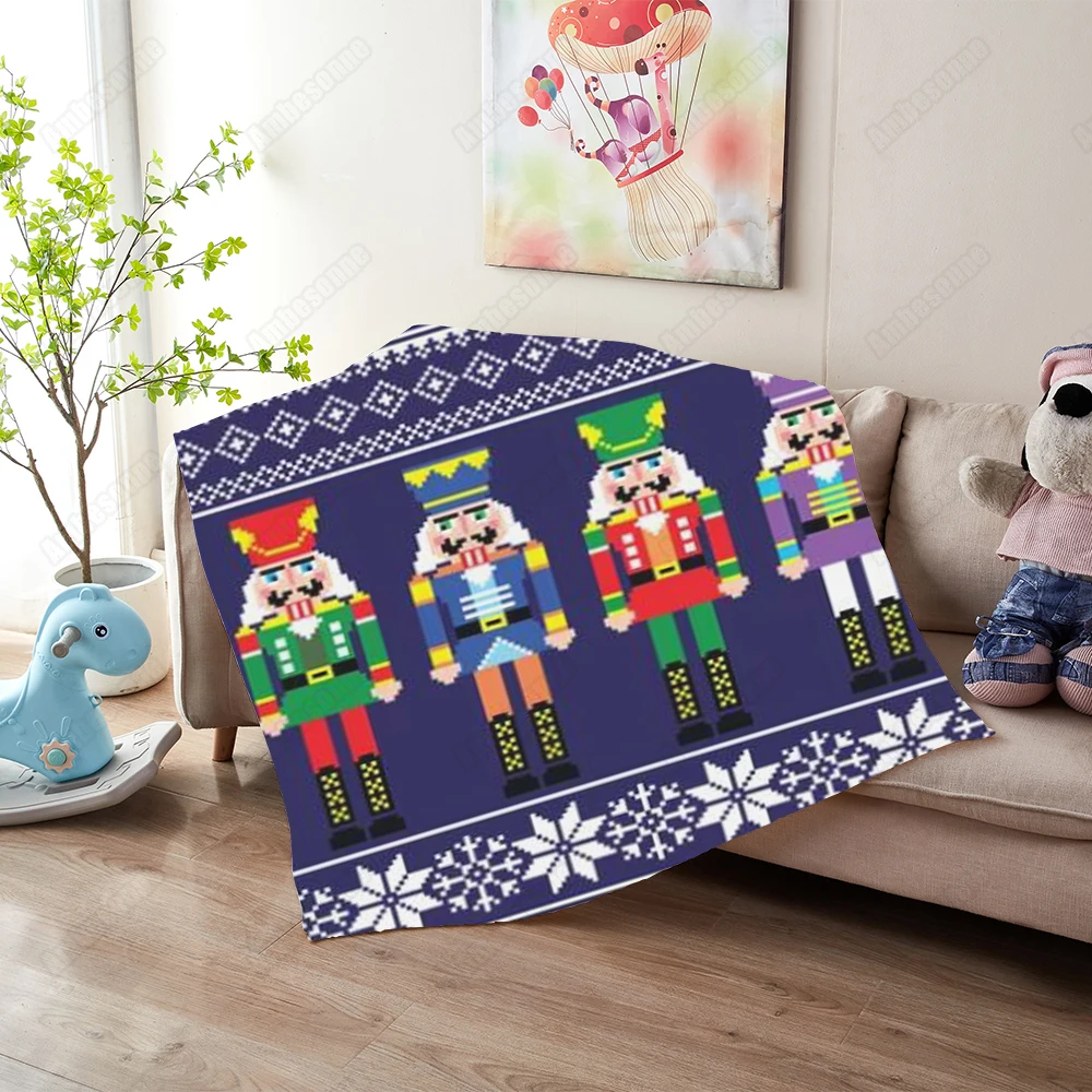 

Nutcrackers Printed Blanket Christmas Decor Throw Blanket Sherpa Fluffy Blankets For Beds Home Decor Bed Spread Picnic Blanket