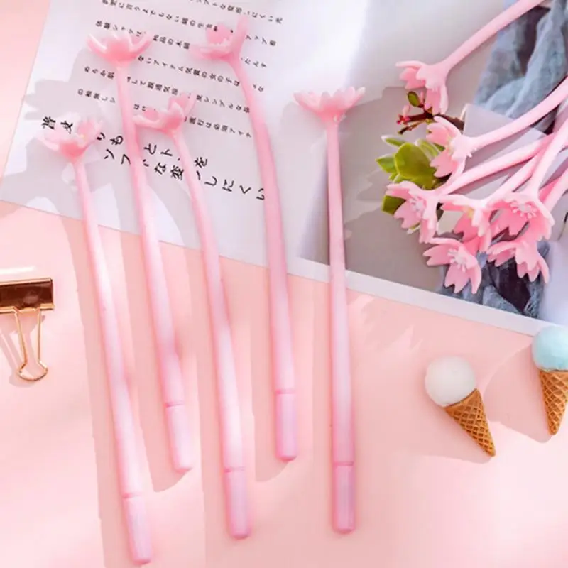 

Ручка гелевая в форме цветка, креативная Милая Черная ручка с гелевыми чернилами для школы и письма, канцелярские принадлежности