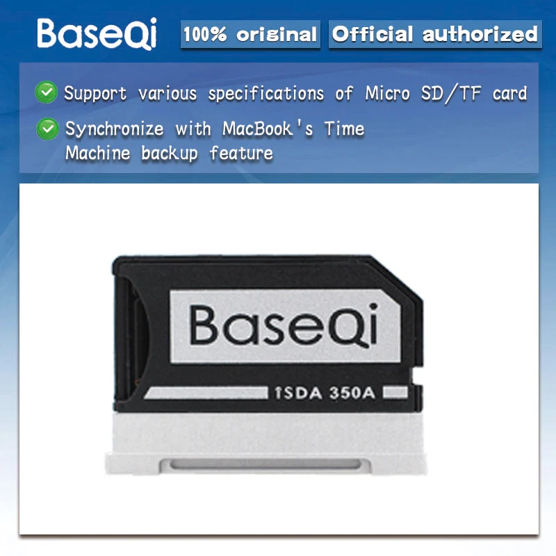 BaseQi алюминиевый Stealth Drive Micro SD/TF карта адаптер расширения памяти SD кардридер для