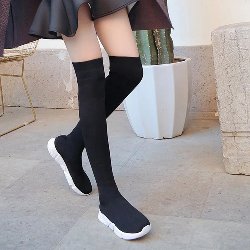 Женские сапоги Высокие носки-трубы Осенне-зимние модные облегающие выше колена