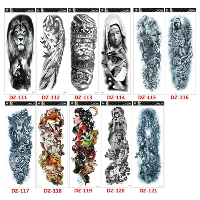 

Waterproof Temporary Tattoo Sticker Full Arm Large Temporales Unisex Tatuajes Tatoo Lion Fake Stickers Tiger Fake Tattoos P8G1