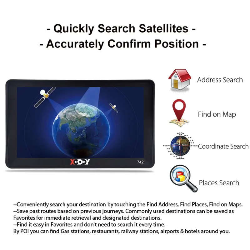 Фото Gps-навигатор Xgody, 7 дюймов, 256 м + 8 Гб, для грузовика, автомобильный Gps-Автомобильный навигатор, спутниковая навигация, сенсорный экран, бесплат... №3