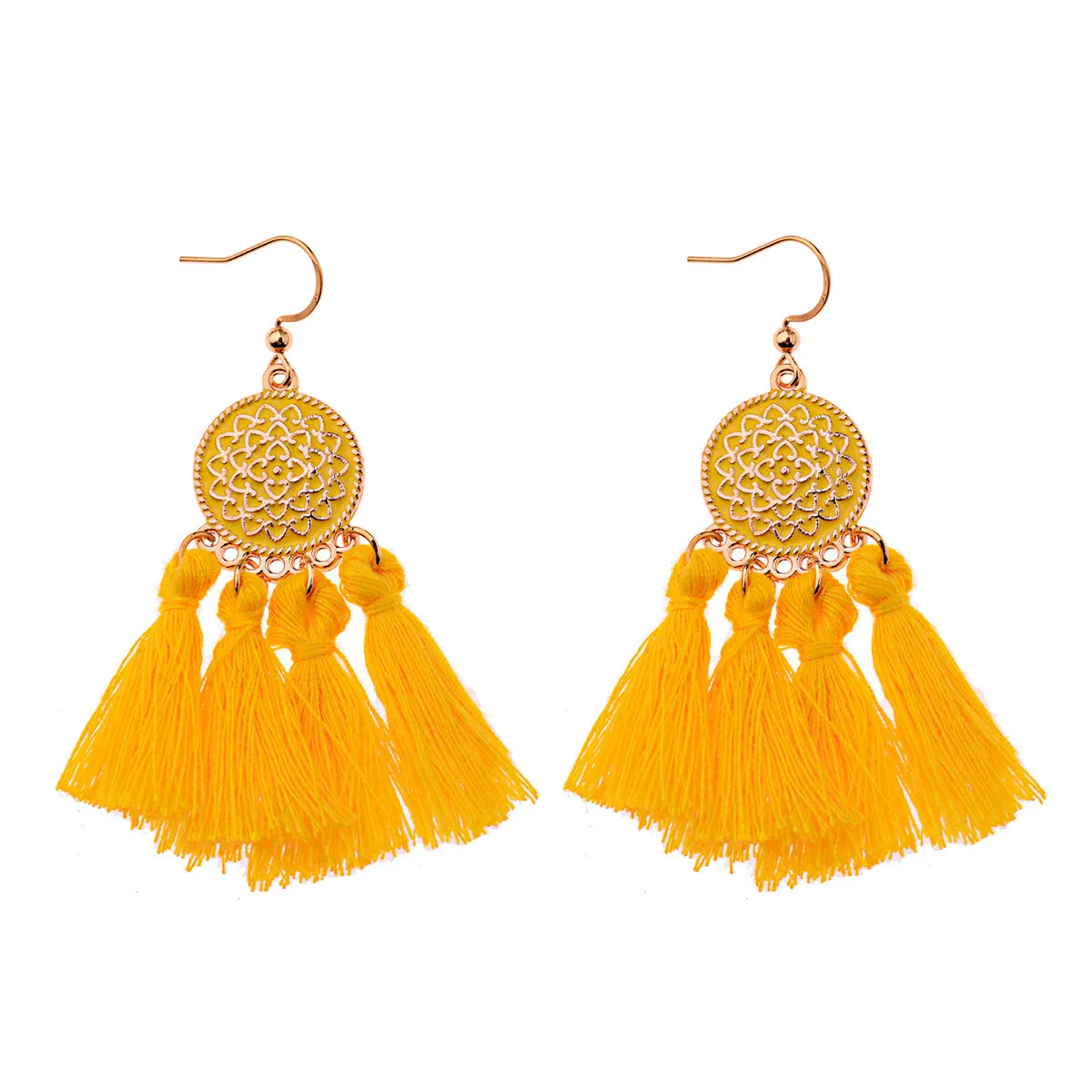 2020 Модные Разноцветные этнические висячие серьги в стиле бохо с кисточками